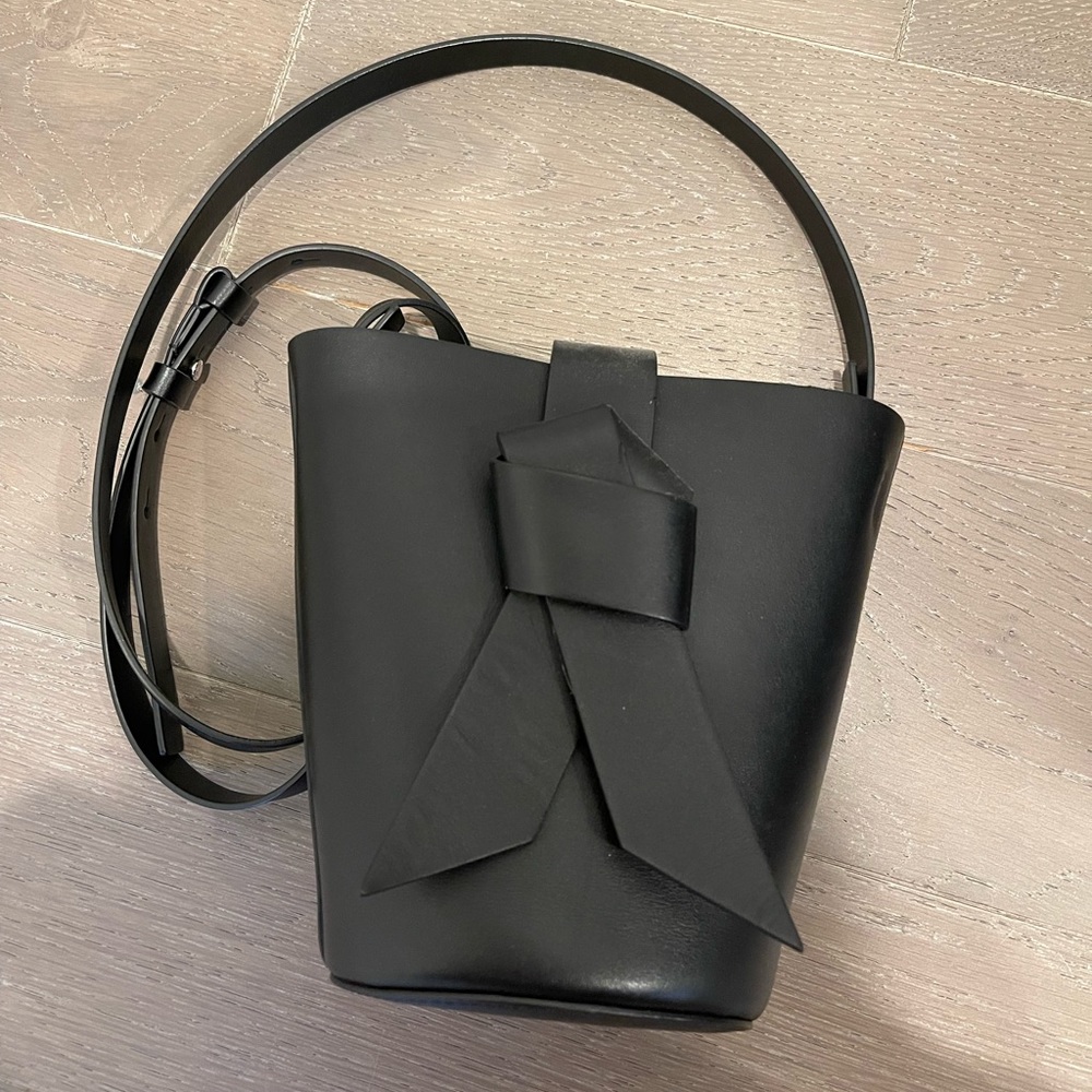 Acne Black Leather Knot Bucket Crossbody